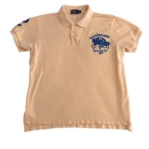 Polo Ralph Lauren Mens Short Sleeve Shirt Size Medium Yellow Blue Vtg 90s Preppy